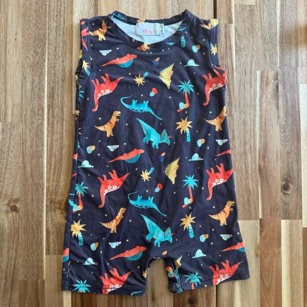 Mila & Rose Toddler Boys Dinosaur Print Sleeveless‎ Romper Navy 18-24M